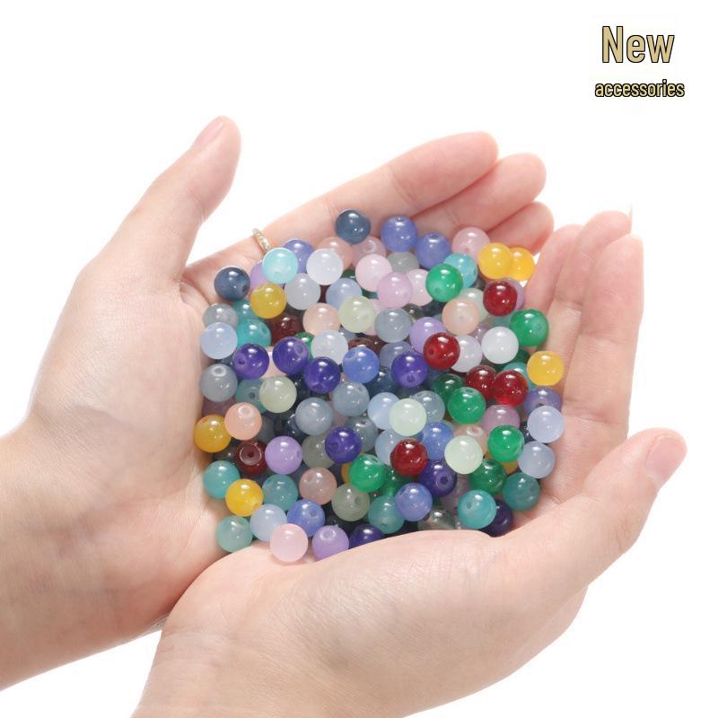 

8mm Handmade Multi-color Imitation Jade Glass Round Beads for DIY Necklace and Spacer Accessories. 30 pieces