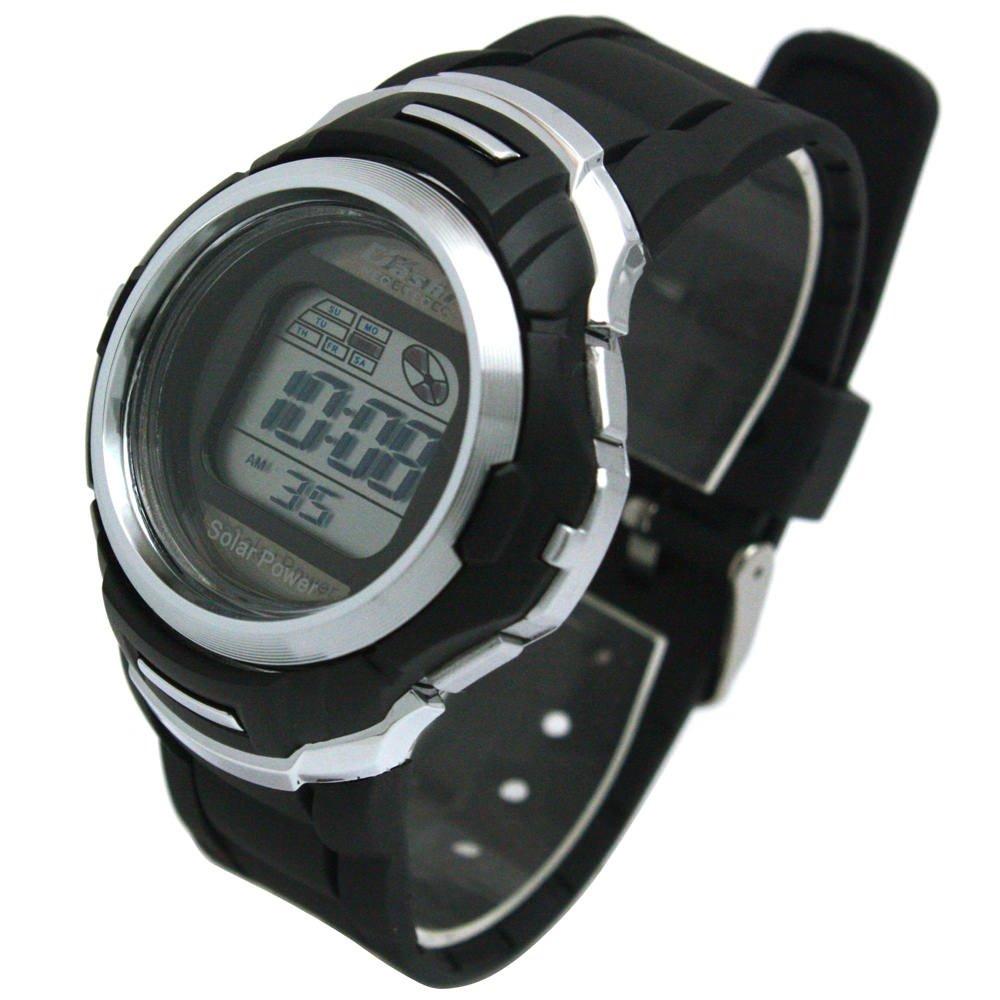 [Arias] AD06717-SOL-9 Men's Solar Digital Dash Waterproof Multi-Function Urethane Strap Watch, Black
