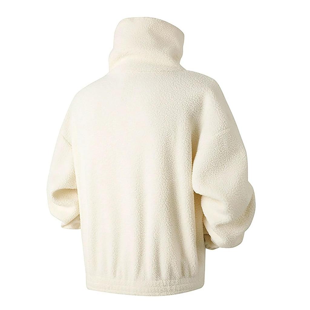 Men's Casual, Trendy, Retro Solid Color Half-pull Long-sleeved High-neck Top, Men's Thickened Warm Lambskin Sweatshirt