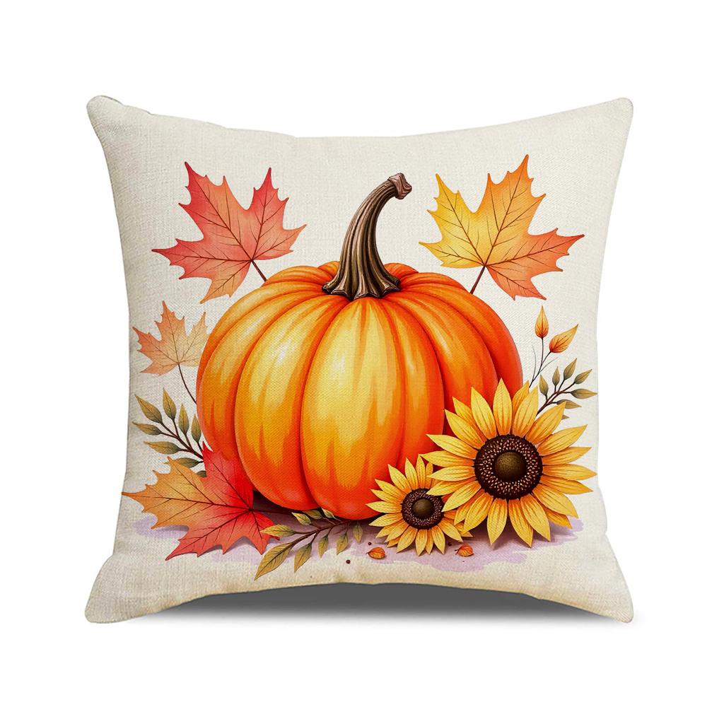 Autumn Harvest Pumpkin Pillow Cover Farmhouse Atmosphere Decoration Thanksgiving Cushion Maple Leaf Print Home Sofa Cushion