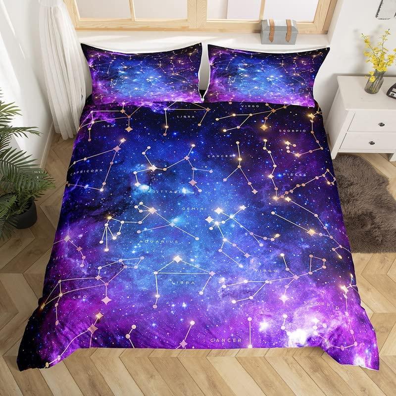 Comforter Starry Sky Love Heart Shape Pattern Polyester King Queen Full Size For Kids Boys Girls Bedding Set