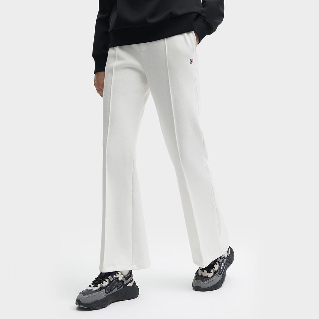 Fila Solid Color Straight Fit Knitted Sports Pants Women Bottoms Brushed-White F11W348608F-IV