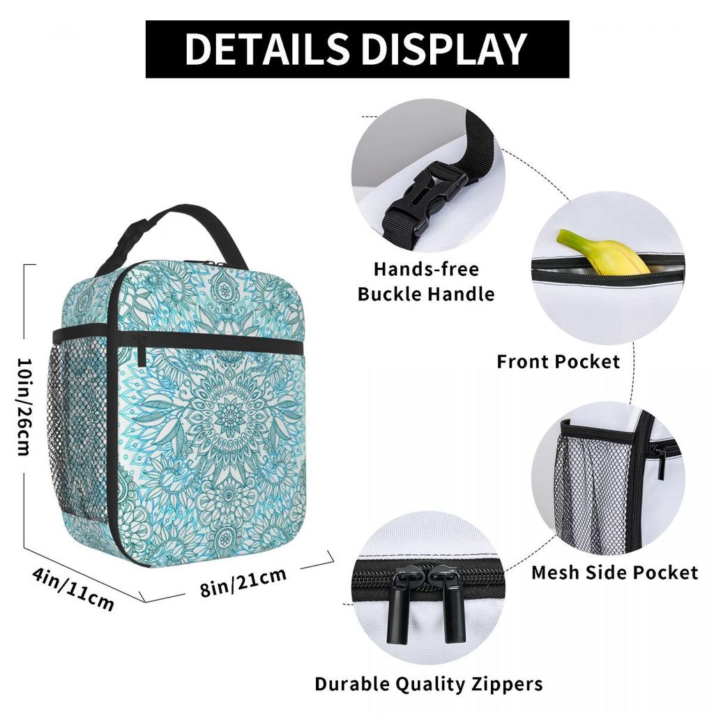 Bohemian Mandala Insulated Lunch Bag for Women Children Portable Food Boxes Thermal Lunch Box Tote