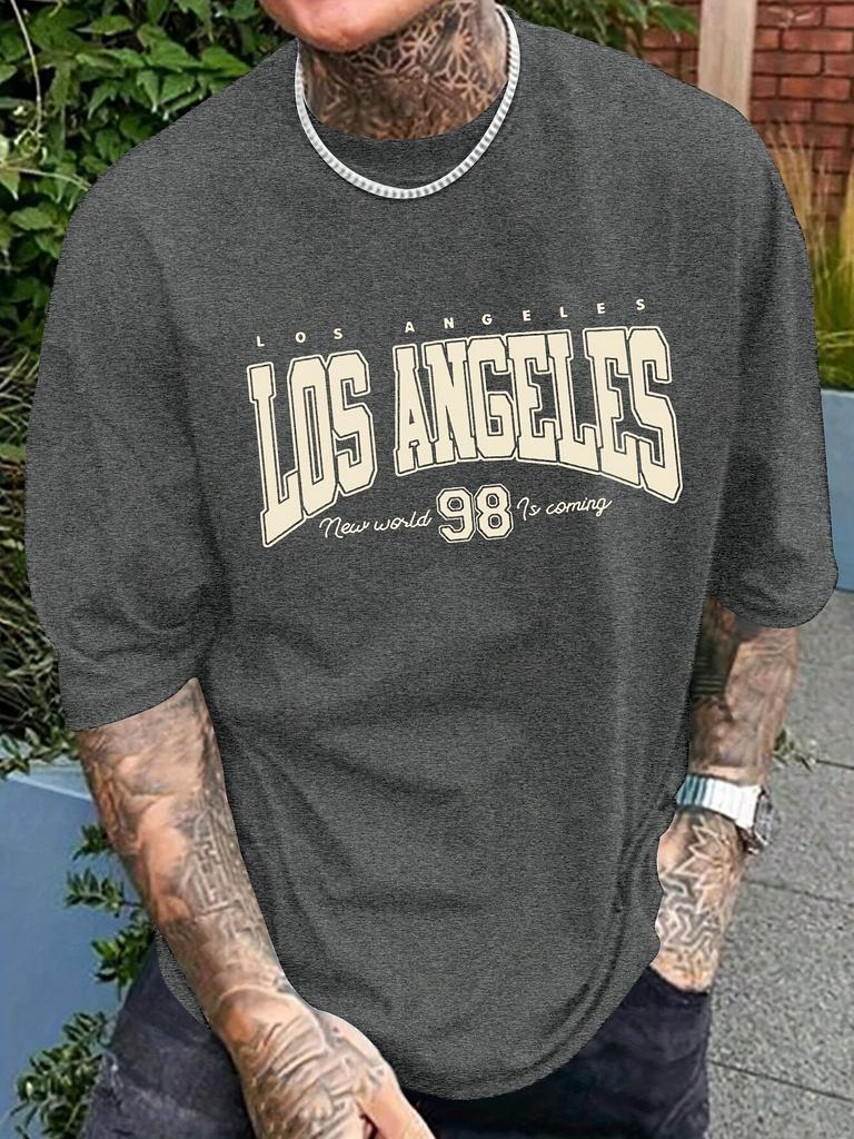 Pánské tričko s potiskem LOS ANGELES 98, ležérní letní tričko s krátkým rukávem