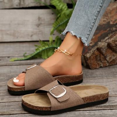 Fashion 2024 Outdoor Female Shoes Basic Women's Slippers Summer Daily Slippers Women Round Toe Buckle Flat with Platform Women's Sandals