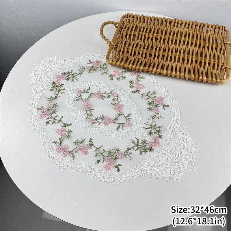 Ins Lace Table Cloth Decoration Tablecloth Embroidery Cup Pad Coaster Aesthetic Lace Cloth Tabletop Decoration Home Decor