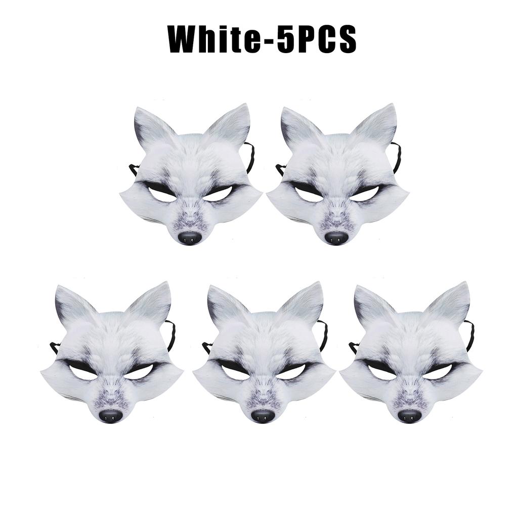 Breathable EVA Fox Half Mask Halloween Animal Cosplay Prop White Fur Effect Party Masquerade Lightweight Face Cover