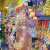 Beaded Keychain Macaron Color Beads Sparkling Mobile Phone Chain Bag Hanger with Transparent Colorful Pendants Anti-Lost Charm Accessories