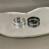 2 Pièces Anneau Géométrique Brillant pour Couple Hommes Femmes Exquis Quotidien Polyvalent Noir Blanc Anneau Bijoux Accessoires Cadeaux