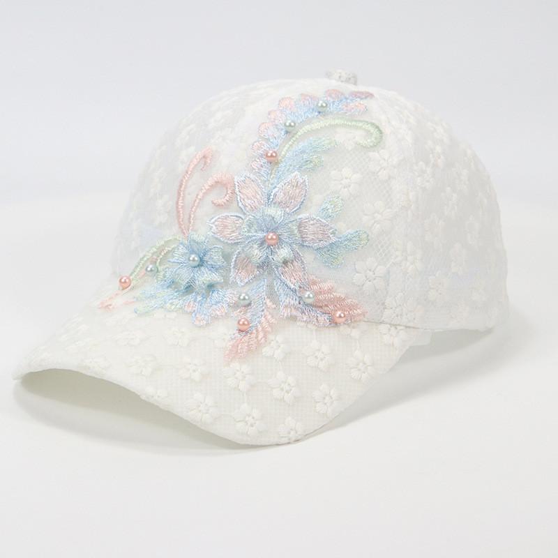 Ladies Summer Mesh Hat With Floral Design And Sunblock Functionality
