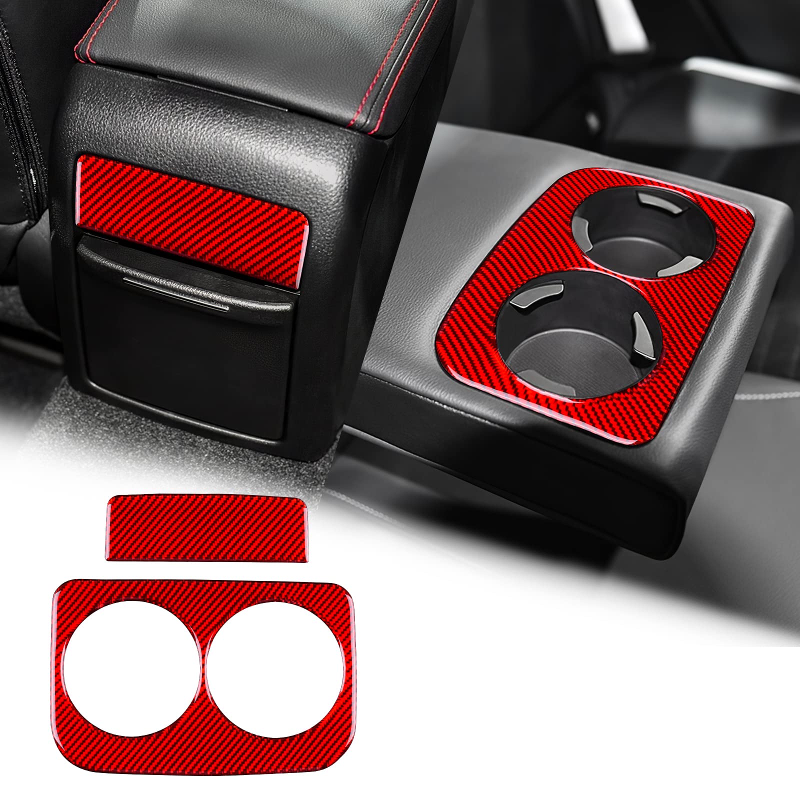 

AIRSPEED Real Carbon Fiber Car Cup Holder Panel Stickers for Subaru WRX Customizable Protective Frame for Interior Decoration (2015-2021) - (Red)