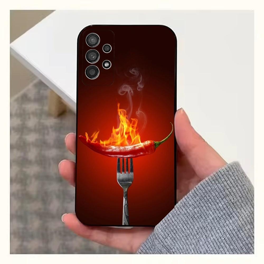 Spicy Chili Pepper Phone Case For Samsung S25,S24,S23,S22,S20,S21,S10,Ultra,Plus,Lite,FE,Soft Silicone Black Cover
