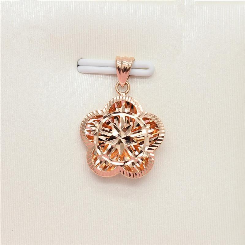 Purple Gold Color Gold Fashionable Elegance Exquisite Temperament High Grade Rose Gold Plated Hollow Flower Pendant Necklace Set Chain