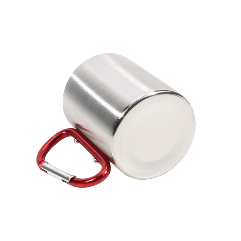 200ML Lightweight Stainless Steel Camping Mug with Carabiner Portable Metal Coffee Mugs for Outdoor Sports Travel Hiking