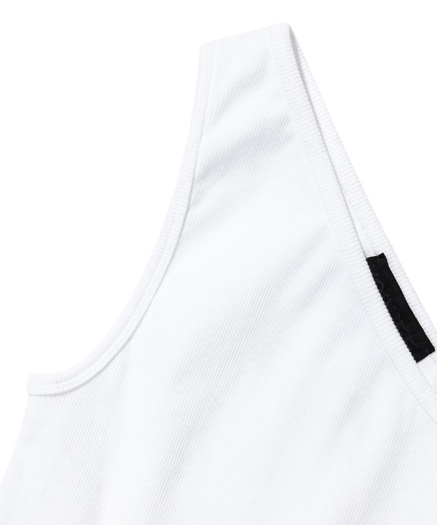 YOUHEE One Shoulder Logo Sleeveless White