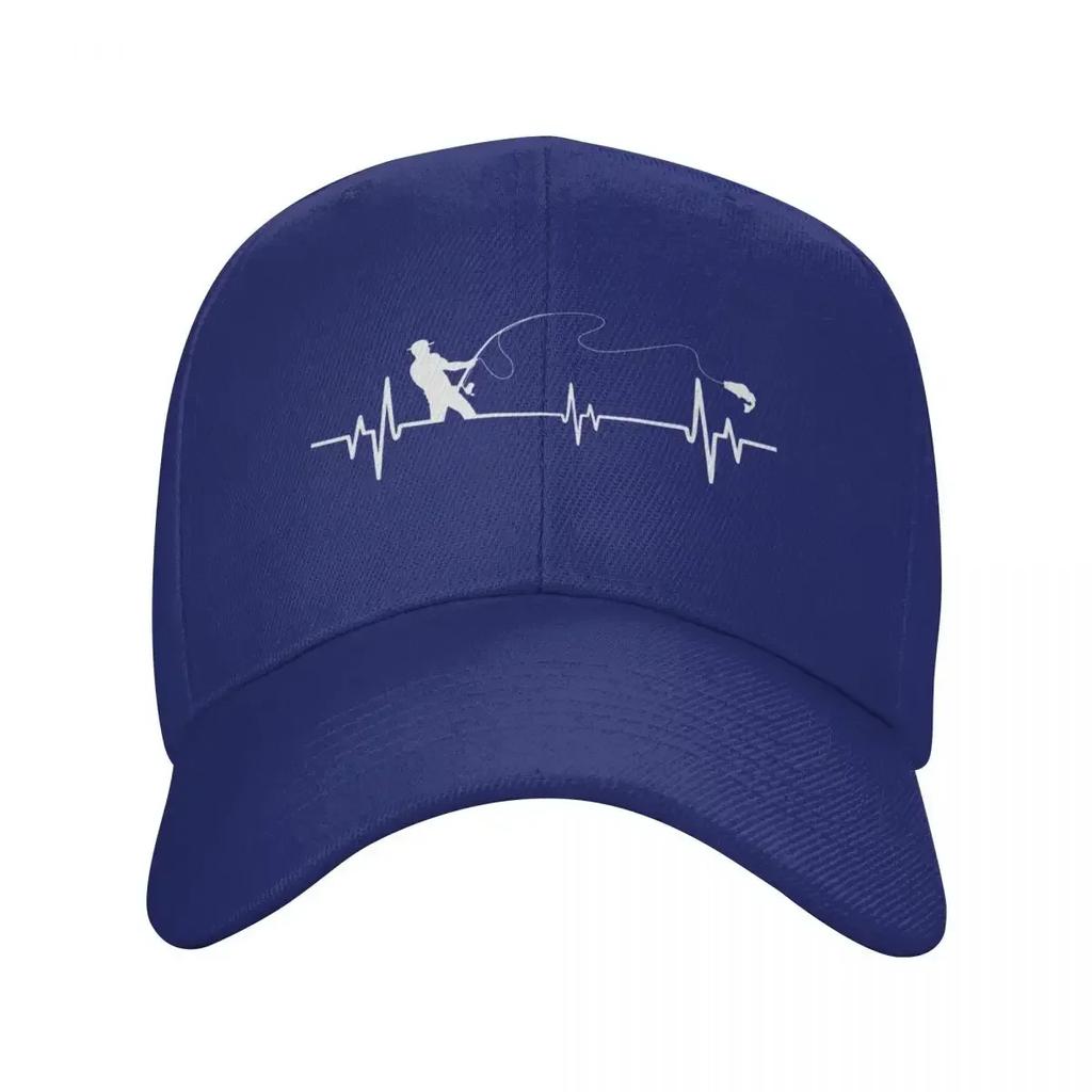 Personalized Fishing Heartbeat Baseball Cap for Unisex Women Adjustable FisherUnisex Fish Dad Hat Sports Snapback Hats Summer Caps