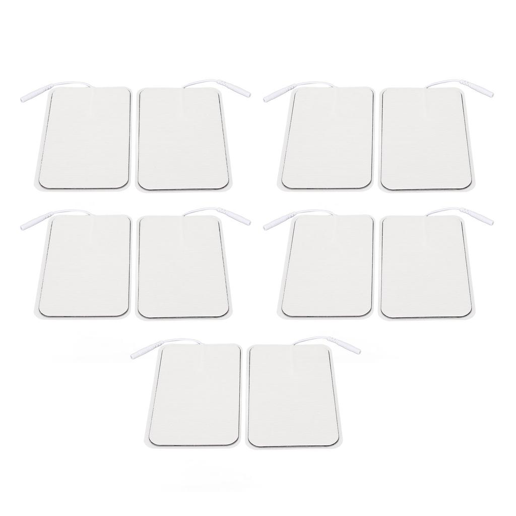 10Pcs TENS Unit Replacement Pads Rectangular Reusable Electrode Patches for Electrotherapy Muscle Stimulator Aperture