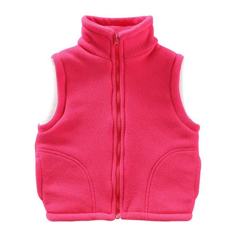 Spring and Autumn New Arrival Children Boys and Girls Pure Color Cardigan Simple Warm Polar Fleece Waistcoat