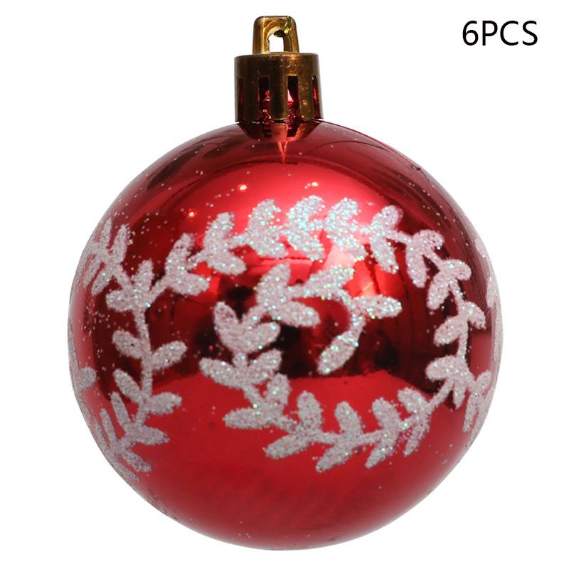6Pcs 6cm Plastic Ball Christmas Tree Decor Willow Vine Pattern Painted Ball Festival Hanging Ornament