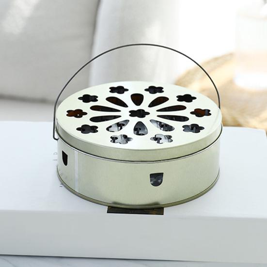 Mosquito Coil Box Hangable Leaky Lid Stainless Handle Design Open Flame Proof Fly Repellent Large Capacity Anti-scalding Incense Household Supplies