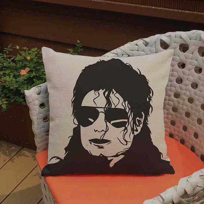 Supper Star Michael Jackson Black And White Portrait Cushion Cover Cotton Linen Decoration Bar Concert Hall Throw Pillow Case