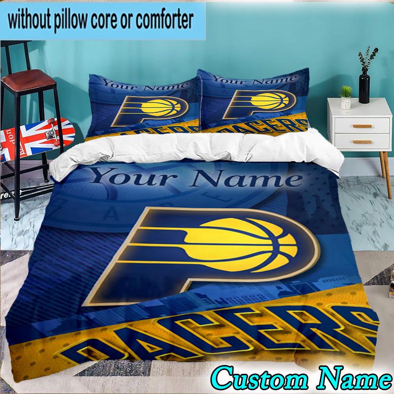 Custom Name 3PCS basketball Pacers Neon Art Bedding Set,Including Duvet Cover And 2pcs Pillowcases Perfect for Bedroom,Dormitory,Fan Christmas gift