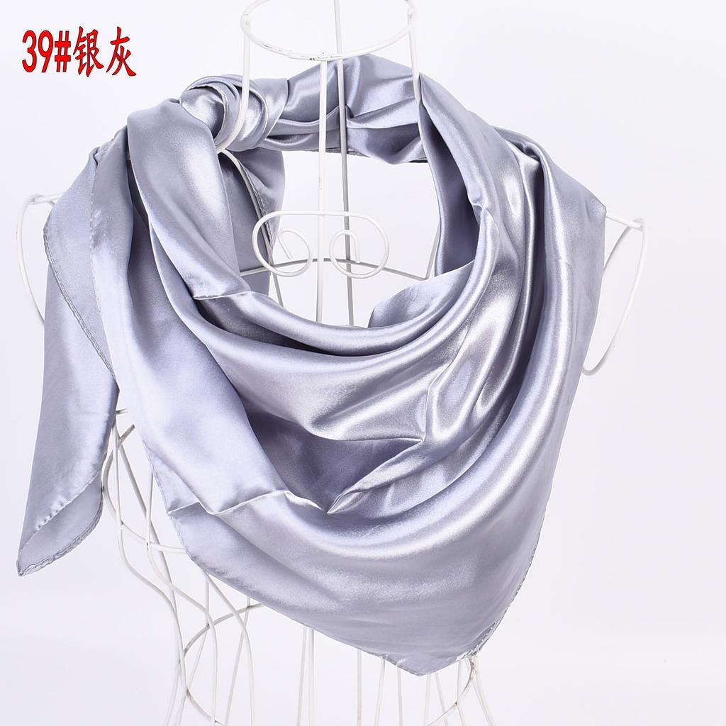 Solid Color Silk Scarf Square 90*90 Headscarf Foulard Satin Bandana Cheveux Neckerchief Hijab Accessoires For Woman Hair Scarf