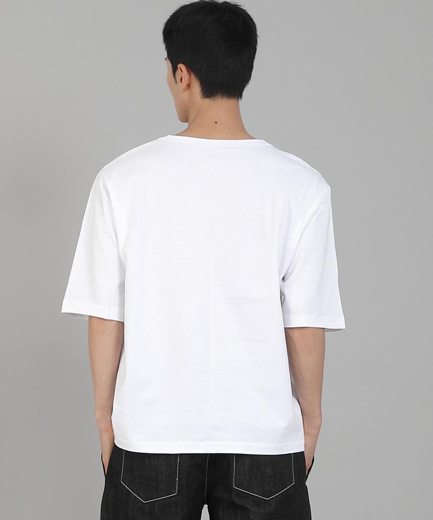 Seinteukeulu Plain V-Neck Half-Sleeve T-Shirt Vhr-895 White