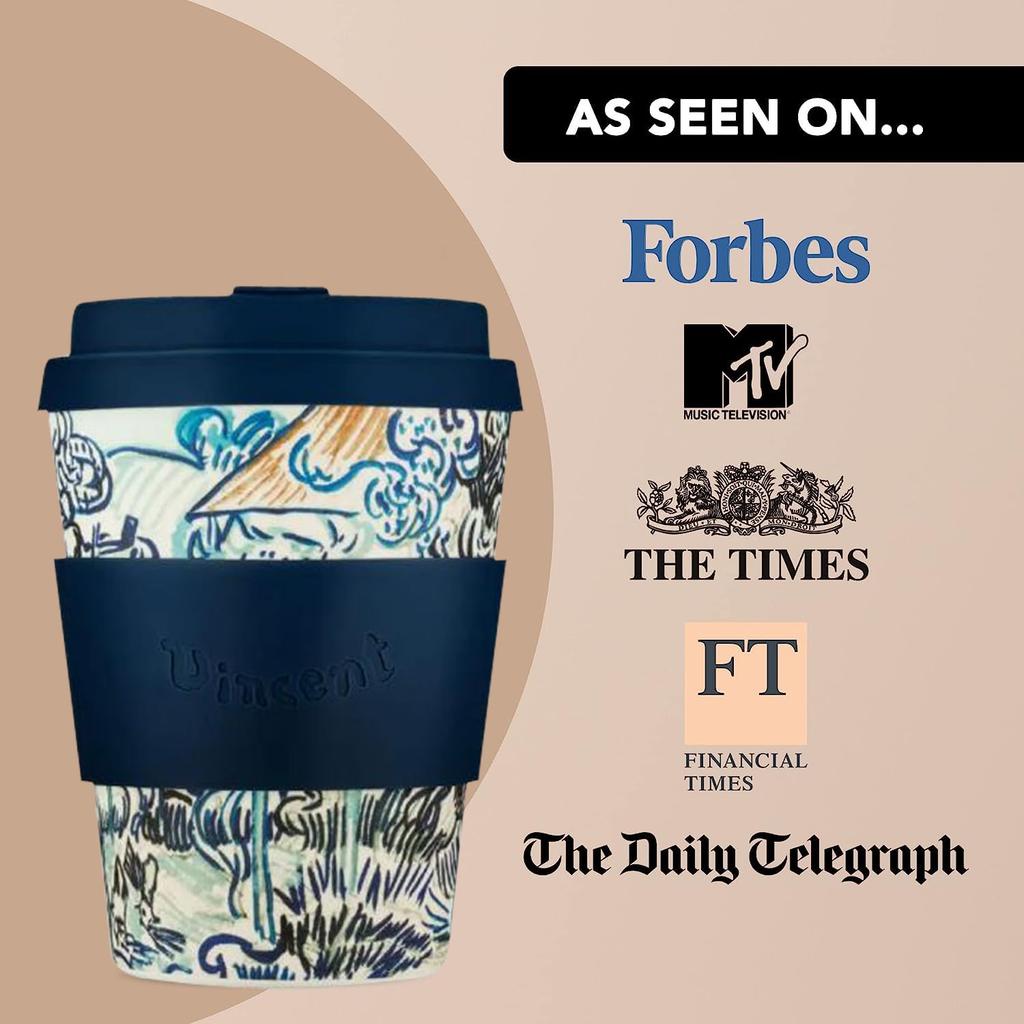 Ecoffee Cup (Ecofee Cup) Reusable Cup and Saucer, Eco-Friendly, Vincent Van Gogh, 350ml, 812 035