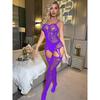 Sex underwear open crotch suspenders neck sexy perspective socks one-piece stockings women's hollow fishing net one-piece mesh