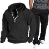 Completo da Uomo con Felpa con Cappuccio e Zip a Metà e Pantaloni Cargo, Outfit Casual in 2 Pezzi per l'Uso Quotidiano