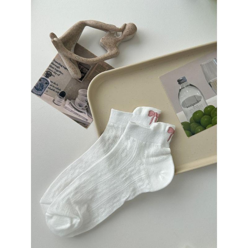 Female Summer Breathable Mesh All Match Heel Bow Short Tube Socks