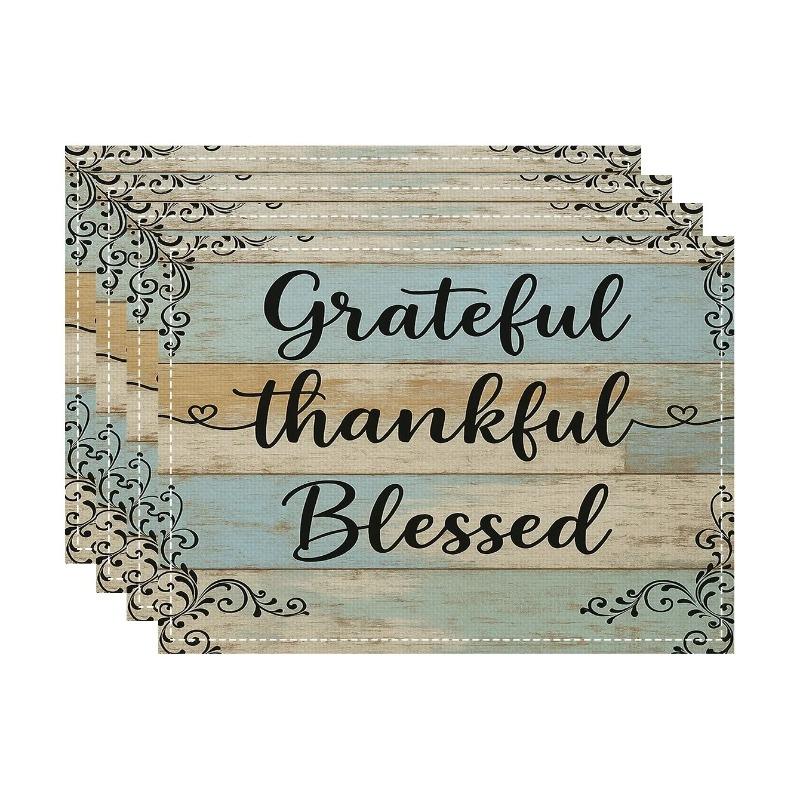 4/6/8pcs Thanksgiving Pumpkin Leaf Turkey Autumn Linen Placemat Square Table Mats for Autumn Party Festival Kitchen Decoration