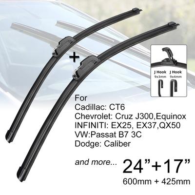 Car Front Windshield Wiper Blades 26" + 17" J Hook U-type Universal For Cadillac Chevrolet INFINITI VW Dodge