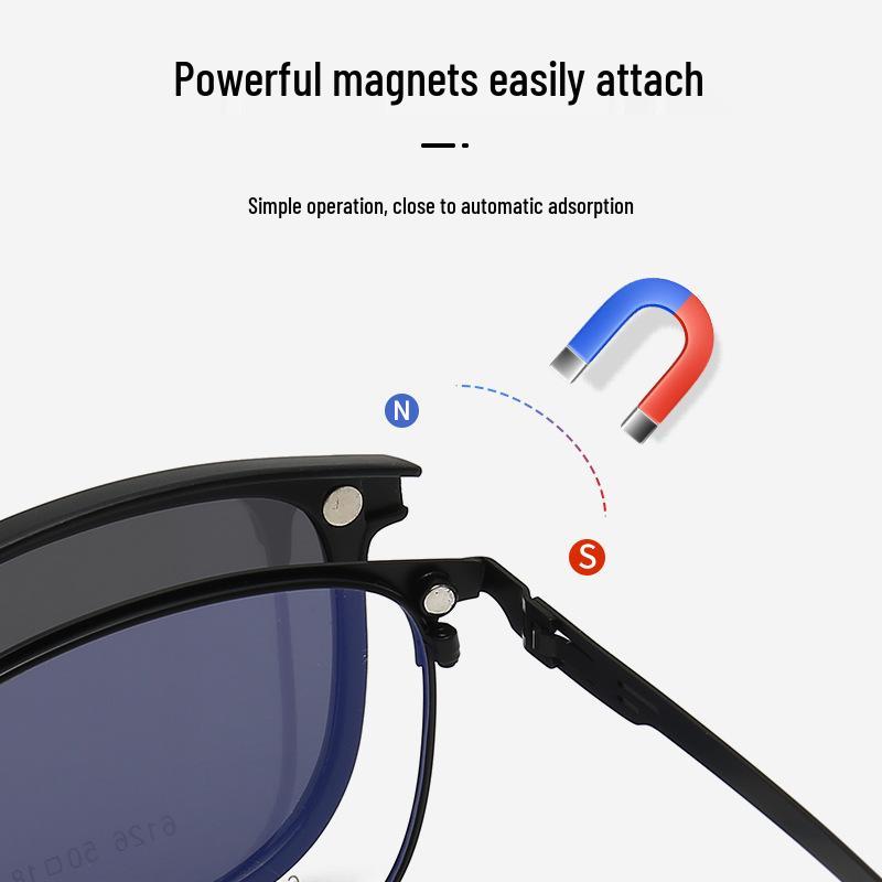 Unisex korejské magnetické klipové brýle: Sluneční brýle pro denní a noční vidění, kompatibilní s dioptrickými brýlemi.