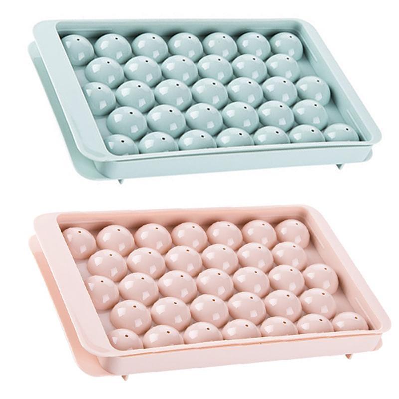 2Pcs Round Ice Cube Tray with Lid Plastic Spherical Style Ice Mold DIY Mould Ice Ball Maker Kitchen Tools