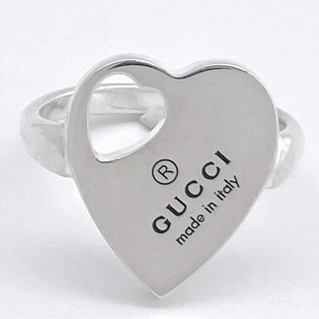 Gucci Trademark Heart Japanese Size Size 8 Ring, Silver, 7, 796357, J8400, 8106, [Used]