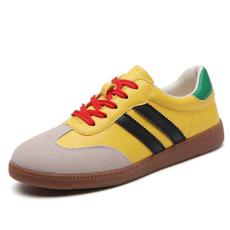 New Large-size Casual Flat Shoes Color-blocking Retro Ins Sports Shoes, German Training White Shoes for Women Sizes 35-44