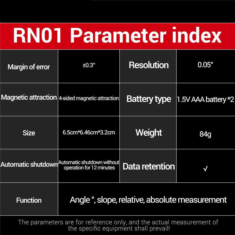 360 Degree Protractor RN01 Digital Angle Gauge Goniometer Four-sided Strong Magnetic Protractor Tester Measuring Tools