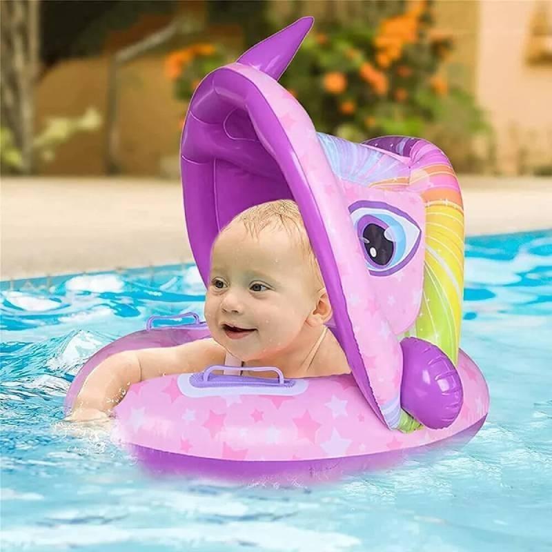 Adorable Cartoon Car Baby Swim Ring Thickened With Steering Wheel And Horn For Toddlers Water Play