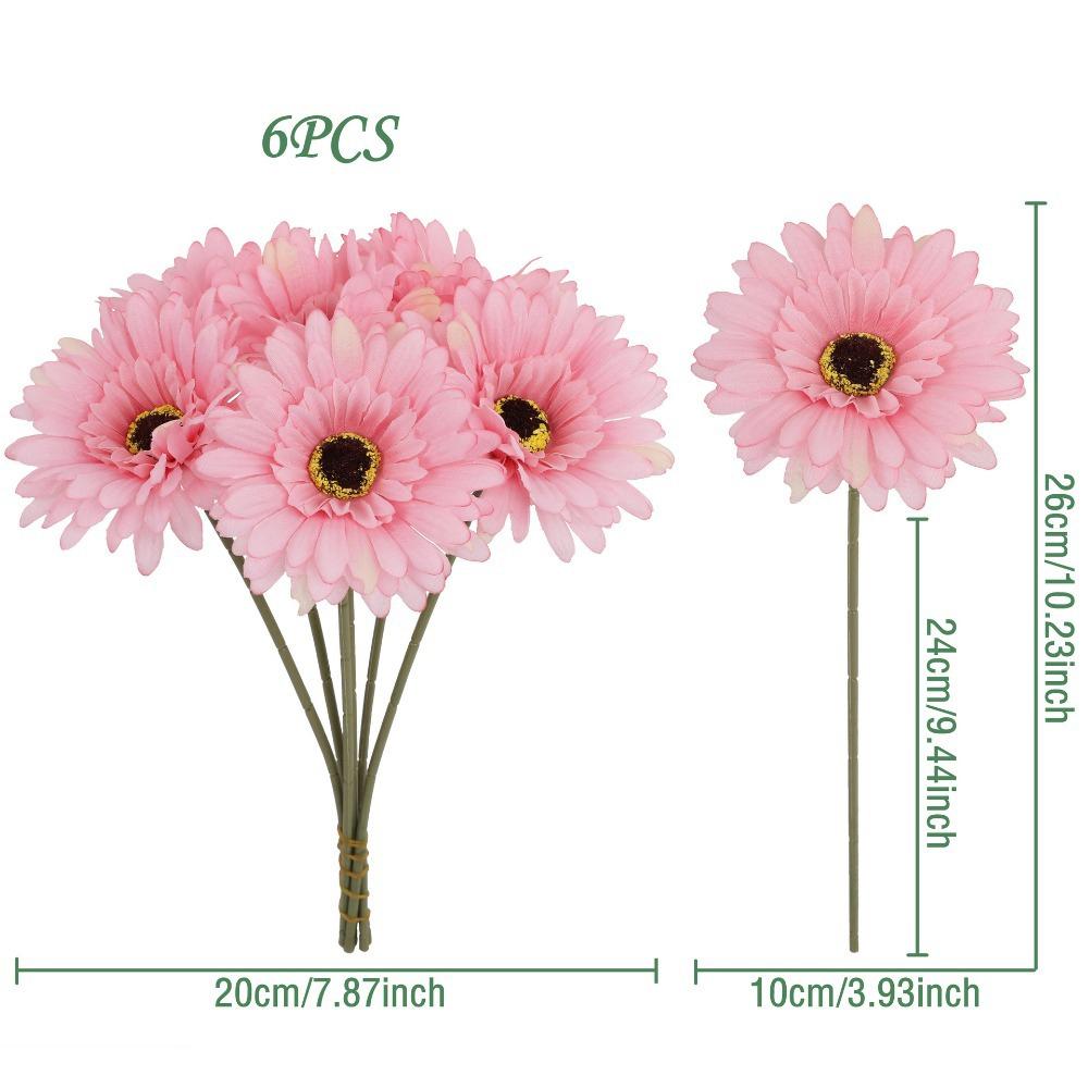 6Pcs Artificial Silk Gerbera Flowers Bouquet Home Table Decor Fake Daisy DIY Photo Props Floral Arrangements Wedding Decoration