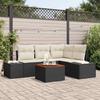 Garden Sofa Set with Storage 5 pcs Black and Cream Poly Rattan