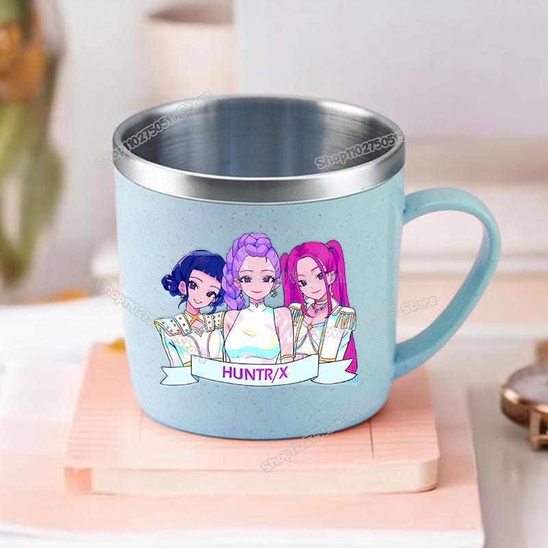 KPop Demon Hunters Children Home Water Cups Cartoon Stainless Steel Milk Mugs School Office Coffee Tea Adorable Girl Drink Cups
