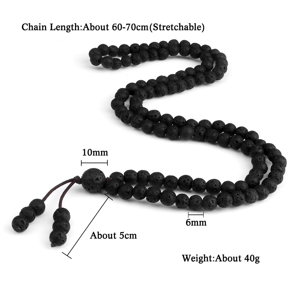 Men Volcanic Lava Stone Beaded Necklace 108 Mala Beads Meditation Yoga Wrap Bracelets Handmade Black Energy Jewelry Oil Diffuser
