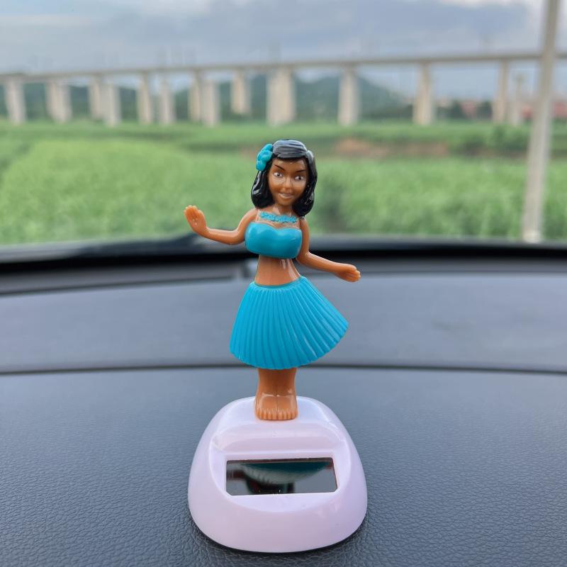 Solar Automatic Swing Dancing Doll Ornaments Car Supplies Figurines Miniature Girl Car Creative Ornaments Car Home Decoration