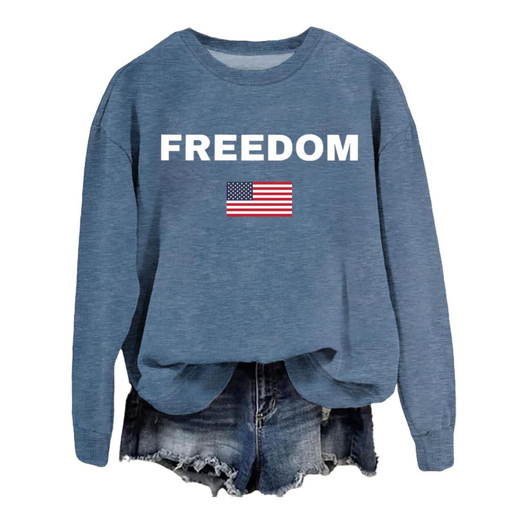 Women's Fashionable Casual Round Neck Loose Printed Long Sleeved Sweatshirt