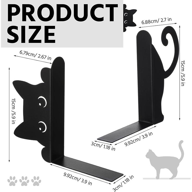 Cute Cat-Shaped Bookend, Desktop Bookshelf, Book Clip, Stationery Storage Book Stand, Home Desktop Decoration.