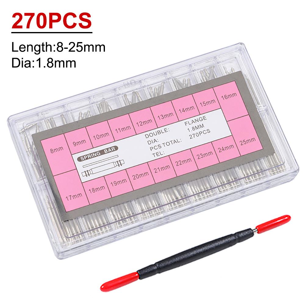 270pcs/set 360pcs/set Stainless Steel Spring Bars Dia 1.5mm/1.8mm Length 8mm - 25mm Watch Band Strap Belt Watch Repair Tools Pin