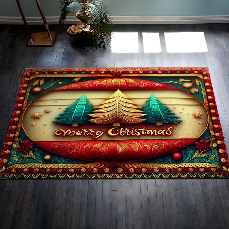 Merry Christmas Tree Snowflake Doormat Holiday New Year Rug Non-Slip Festive Home Decor Christmas Gift Idea 40x60cm