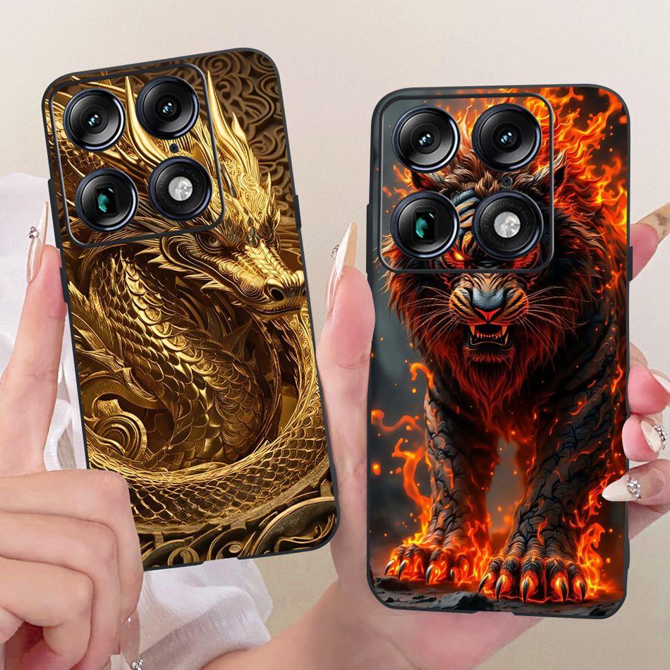 For Motorola Signature Cool Dragon Tiger Pattern Phone Case For Motorola Signature XT2603-2 Black Silicone Soft Covers Bumpers
